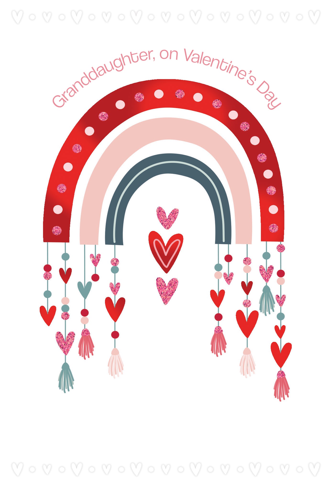 Heart Rainbow Valentine's Day Card Granddaughter